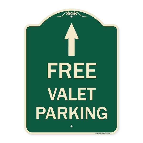 Signmission Free Valet Parking with Ahead Arrow Heavy-Gauge Aluminum Architectural Sign, 24" x 18", G-1824-23944 A-DES-G-1824-23944 - main